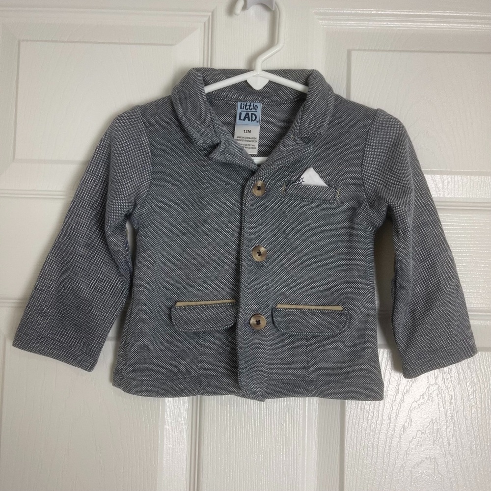 ! Little Lad Navy Preppy Formal Dapper Children's Button Up Jacket Baby Size 12M